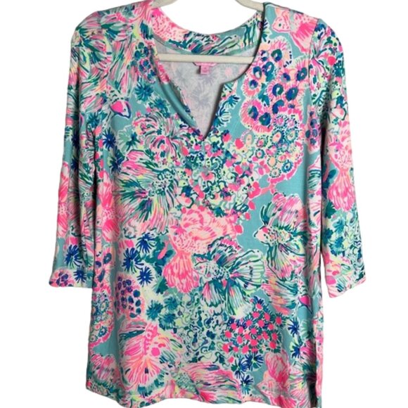 Lilly Pulitzer Justina SPF 50+ Tunic Gypsea Serene Blue Size XS - Picture 2 of 8